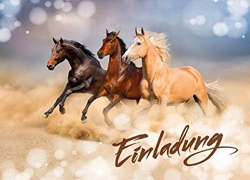 12 Pferde Einladungskarten Kindergeburtstag - Geburtstagseinladungen Mädchen