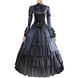 Partiss Women Bowknot Stand Collar Gothic Victorian Dress Costumes