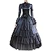 Partiss Women Bowknot Stand Collar Gothic Victorian Dress Costumes
