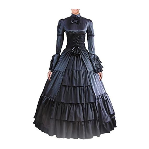 Partiss-Women-Bowknot-Stand-Collar-Gothic-Victorian-Dress-Costumes