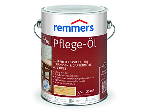 Remmers Pflege-Öl farblos, 2,5 Liter, Holzöl für Holz innen und außen, wasserabweisend, wetterfest, für Gartenmöbel und Holzterrassen geeignet