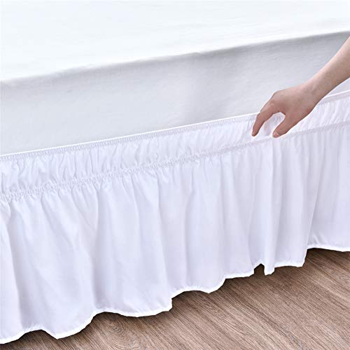 Queen/King Wrap Around Bed Skirts, 16 Inch Drop Ruffled Bed Skirt with
