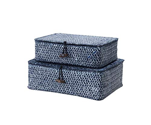Compactor Macao Storage Basket, Set of 2, Seagrass, Blue, 25 x 19 x 8 cm - Thumbnail 3