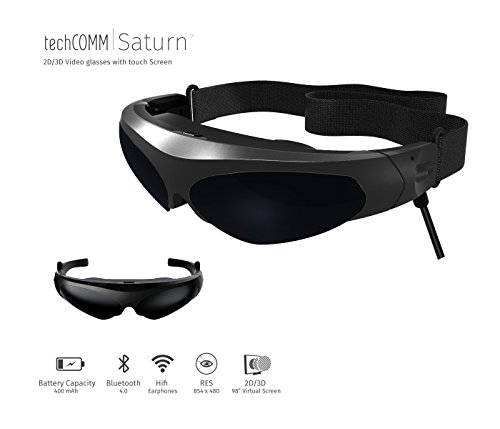 TechComm Saturn 2D/3D Video Glasses with HiFi Earphones and Noise Reduction