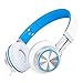 Sound Intone HD200 Headphones with Microphone Lightweight Folding Stereo Earphones for iPhone,PC,Laptop, Android Smartphones,Tablet (White/Blue)