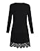 MISSKY Women Floral Lace Stitching A-line Long Sleeve Loose Causal Knee Length Dress