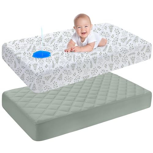 Yoofoss Waterproof Crib Mattress Protector Pack, Quilted Crib