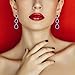 EleQueen Women's Silver-tone Austrian Crystal Tear Drop Pear Shape Long Dangle Earrings Royal Blue