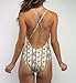 Women's One Piece Tropical Tribal Print Swimsuit High Neck Backless Bathing Suit,Multicoloured,Large