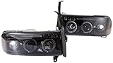 Spec-D Tuning 2LHP-RAM94G-TM Dodge Ram 1500 2500 Smoke Lens Glossy Black Halo Projector Head Lights