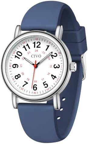 Women\'s Blue Analog Silicone Rubber Band Second Hand Nursing Waterproof Watch Nurse Watch for Medical Professionals with Silicone Rubber  main image 4
