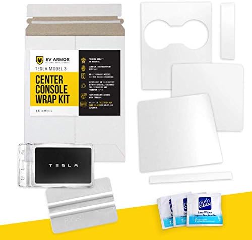 HumanFriendly Tesla Model 3 / Y Center Console Wrap Kit w/Extra Cupholder Piece by EV Armor - Satin White