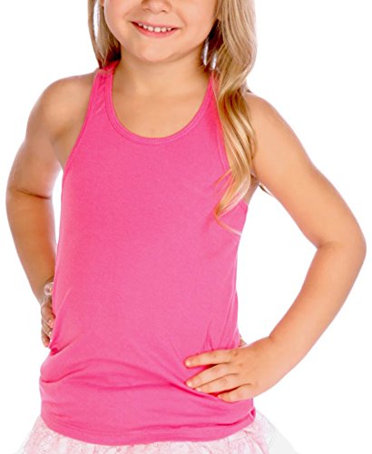 ToBeInStyle Girl s Racerback Tank Top With Round Neckline - Neon Pink - Size 10