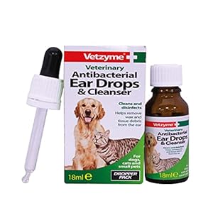Vetzyme | Antibacterial Dog Ear Drops | Also Suitable for Cats & Small Pets | Fights Infection & Soothes Irritation (18…