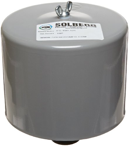 Solberg FS-19P-125 Inlet Compressor Air Filter Silencer, 1-1/4" MPT Outlet, 6-5/8" Height, 6" Diameter, 70 SCFM, Made in the USA
