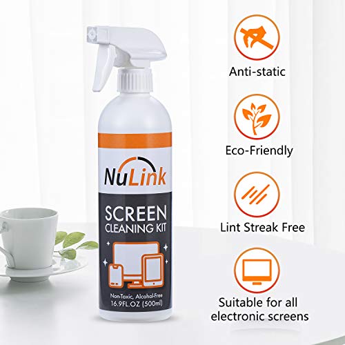 Screen Cleaner Spray, NuLink TV Screen Cleaner Liquid, Microfiber Cloth
