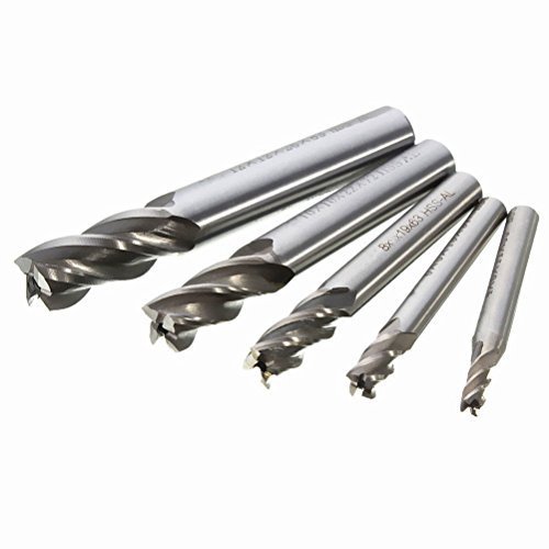 Lathe Cutters，5 Pcs Lathe Straight End Mill HSS4 CNC Flute End Mill Cutter Drill Bit 4/6/8/10/12 mm