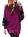 Allegra K Women's Color Block Scoop Neck Oversize Batwing Tunic Tops Purple M US 10