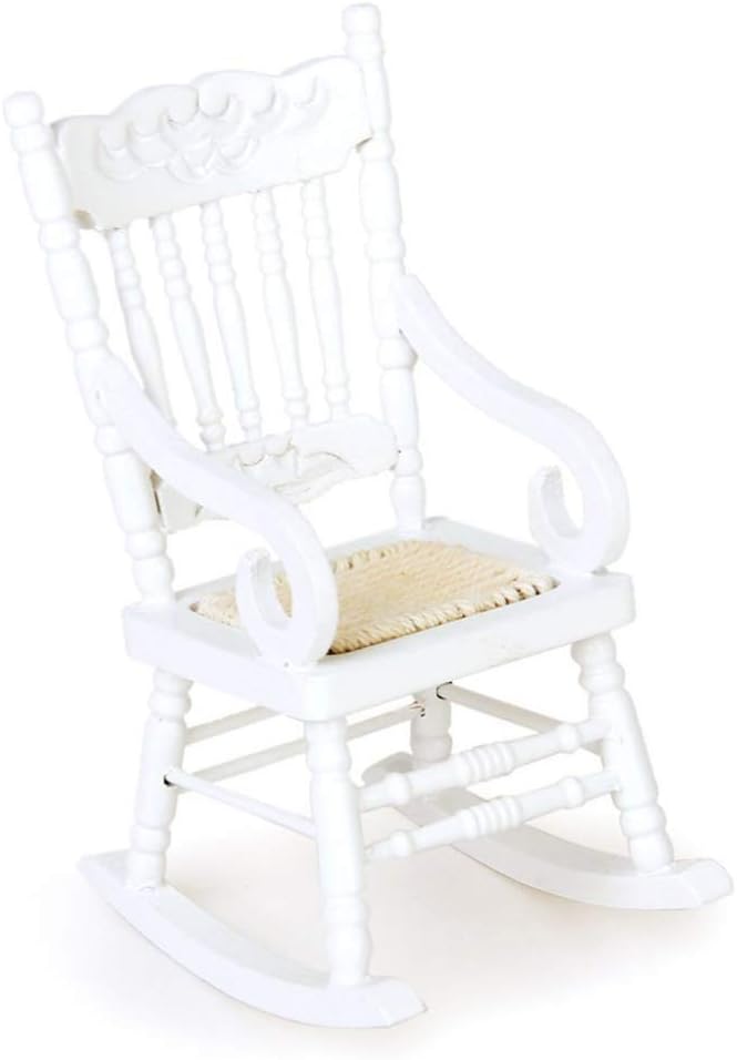 TOYANDONA Dollhouse Wooden Chair, 1:12 Miniature Dollhouse Rocking Chair Miniature Dollhouse Furniture Accessory - Image 3