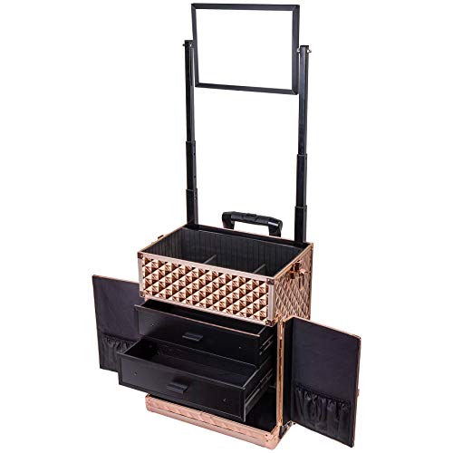 SHANY REBEL Series Pro Makeup Artists Rolling Train Case - Trolley Case - ROSE GOLD