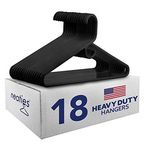 Neaties American Made Black Heavy Duty Plastic Hangers, Plastic Clothes Hangers Ideal for