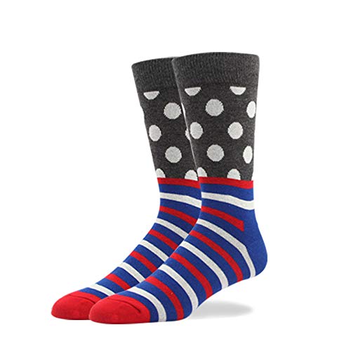 Odor Resistant Men Dress Crew Socks Cute -Funky Colors Novelty Style Pattered (BSK68-M-dark green 5 pairs, US Men Size 8-12/EU 41-46) - Thumbnail 5