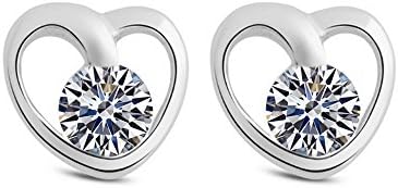 The November Nocturne the Eternal Classic Heart Shape Lover Silver Plated White Zircon Studded Earring