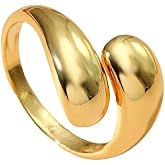 LWQYD Minimalist Adjustable Crossover Ring, Open Split Band Design, Gold and Silver