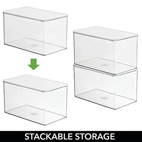 mDesign Stackable Bathroom Storage Box with Lid Container for