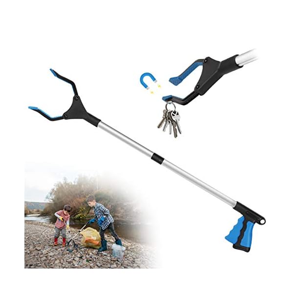 Eyscoco Garten Greifer,Greifzange,Faltbare Greifer Aluminium 0°-180°Abgewinkelter Arm,90°Drehbarer Kopf,80cm Lang…