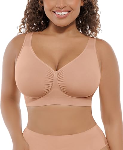 FeelinGirl Bras for Women No Underwire Comfy Seamless Everyday Bra Nude L at Amazon