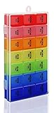 Pill Organizer Box Weekly Case, Medicine Organizer, Vitamin Organizer, Rainbow Reminder Daily Am PM, Day Night Compartments 7 days (Large Size)