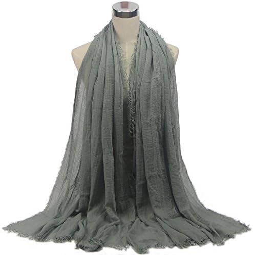 Women Hijab Scarf Cotton Linen Crinkle Shawl Stole Islam Muslim Scarves 32#