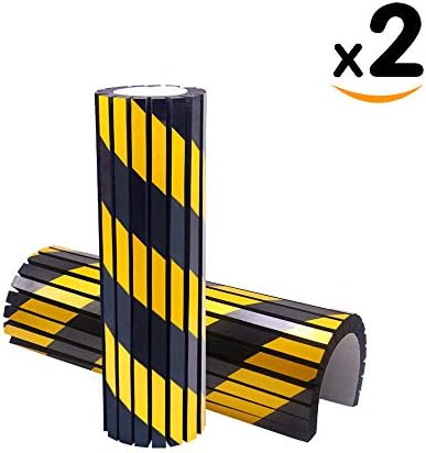 Car Door Protector Self-adhesive Foam Wall Guard, Bumper Protectors Protect Parkings and Cars Fit in Rounded Edges Anti-scratch Rubber with Reflective Strips Black (Column Guards)