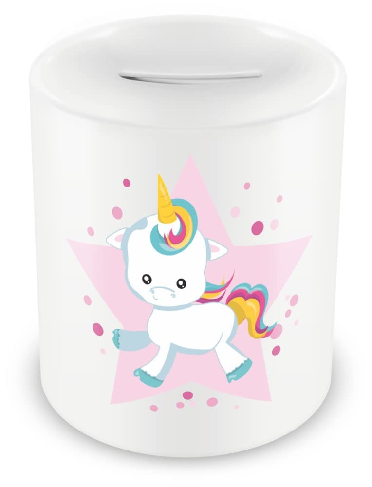 Samunshi® Children's Box with Cute Baby Unicorn Motif - Boys and Girls Piggy Bank Box White