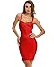 UONBOX Women's Rayon Cute Sleeveless Bodycon Bandage Strap Dress red M