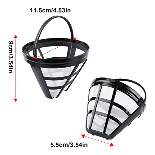 Byffoer 2 Pack Reusable Plastic Coffee Filter, 100 Mesh Basket for Most Coffee Machines, Washable Coffee Filter with Handle, Compatible with Kaffeekocher