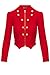 Hybrid & Company Women's Fashion Military Crop Premium Ultra Stretch Gold/Sliver Millennium Zipper Up Dressy Blazer Jacket KJK1125X RED 2X