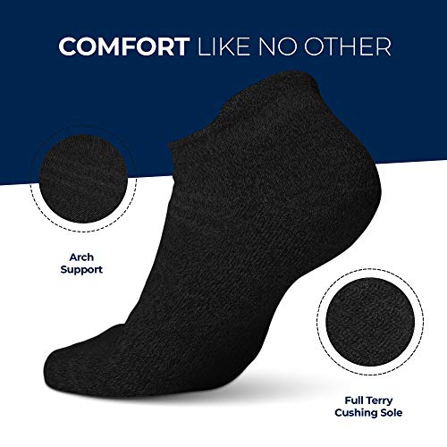 Men's Athletic Ankle Socks 6 Pairs Black Low Cut Cushioned