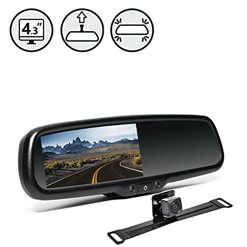 Rear View Safety RVS-778718 Black Rear View Car Camera System with Replacement Mirror Display