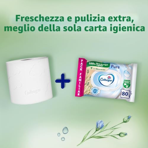 Pure Moist 8x80 - Carta igienica umida usa e getta, senza alcool, pelli sensibili, dermatologicamente testata, confezione da 640 salviettine umidificate e monouso per WC