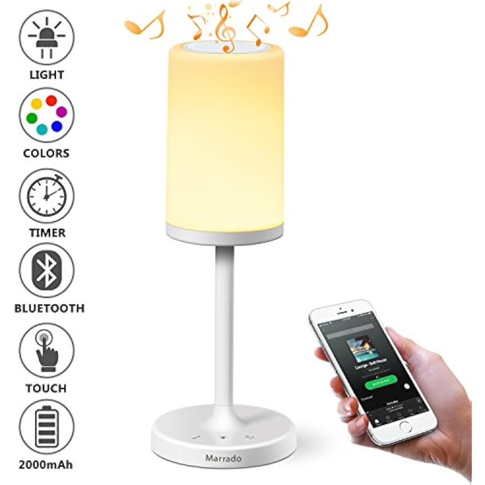 Bluetooth Table Lamps Speakers + Bedside Lamp, Night Light, Smart Touch