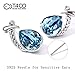 T400 Blue Waterdrop Crystal Pendant Necklace and Stud Earrings Set Birthday Gift for Women