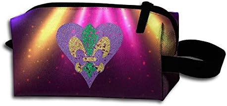 Mardi Gras Carnival Fleur De Lis Travel Cosmetic Bag Portable Organizer Multifuncition Handbag