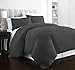 Beckham Hotel Collection Luxury Soft Brushed 2100 Series Microfiber Duvet Cover Set - Hypoallergenic - Full/Queen - Gray