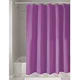 InterDesign Mildew-Free Water-Repellent Fabric Shower Curtain, 72-Inch by 72-Inch, Purple