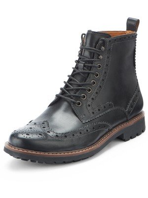clarks black brogue boots