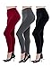 Seamless High Waist Leggings for Women-Fleece Lined 3 Pack (Black/Grey/Red)