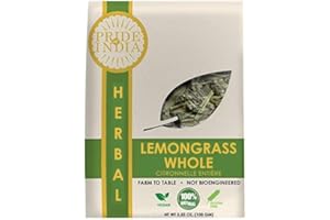 Pride Of India - Natural Dry Indian Lemongrass Herb, 3.53oz (100gm) Full Leaf - Certified and Authentic Indian Herb - Perfect for Cooking, Soups, Salads, Marinades 50+ Servings