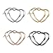 Paxuan Mens Womens 4 Pairs Surgical Stainless Steel Hypoallergenic Heart Love Hoop Earrings Set 30MM (4pcs Set)